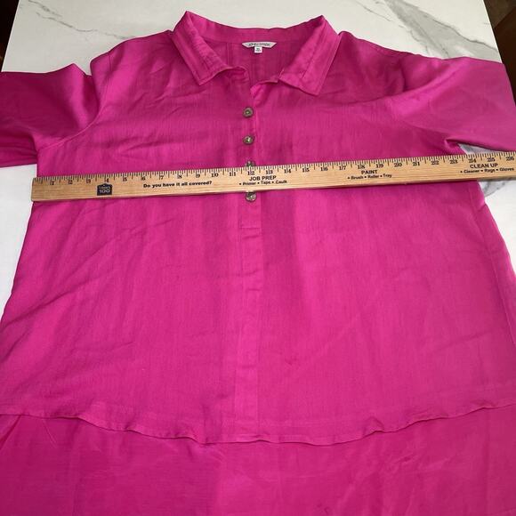 John Mark Womens Blouse Tunic Size XL Bright Fuchsia Button Detail Pleated Back - Picture 4 of 13